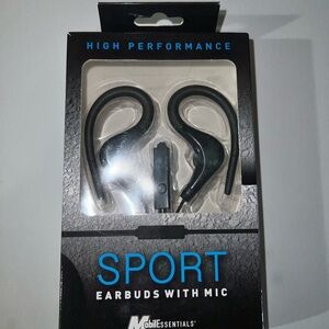 Black Sport Earbuds with Mic